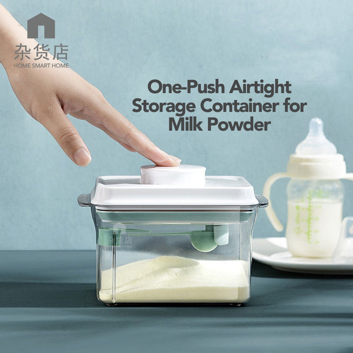 One-Push Airtight Storage Container for Milk Powder with Scoop & Scraper - BPA FREE