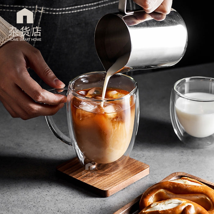 (Set of 2) High Borosilicate Double-wall Glass Mug with Handle