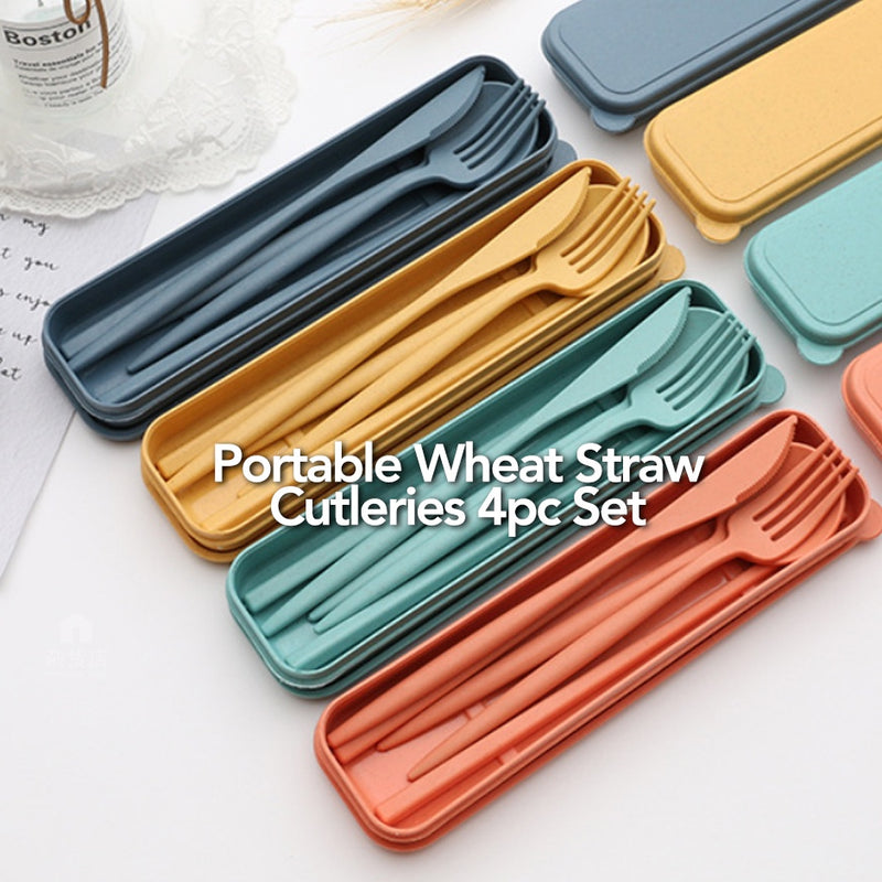 Portable Wheat Straw Cutlery 4pc Set BPA Free