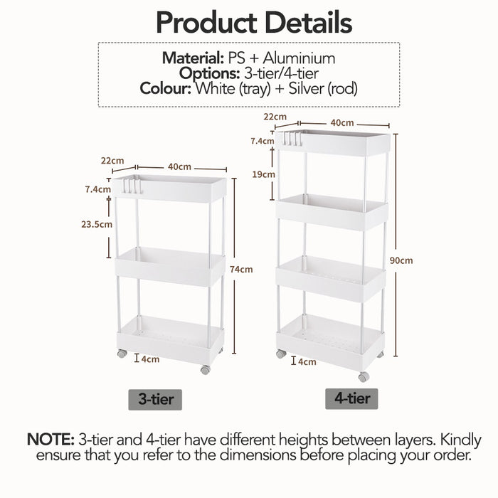 Multipurpose Bathroom & Kitchen Rack with Wheels