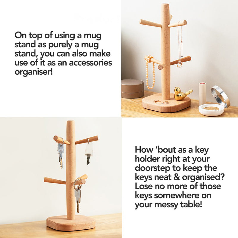 Japanese Style Minimalist Wooden Mug Stand / Cup Holder