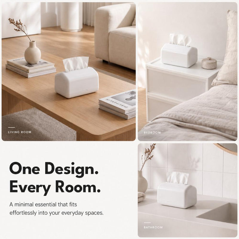 Minimalist Spring-Lift Tissue Box Holder