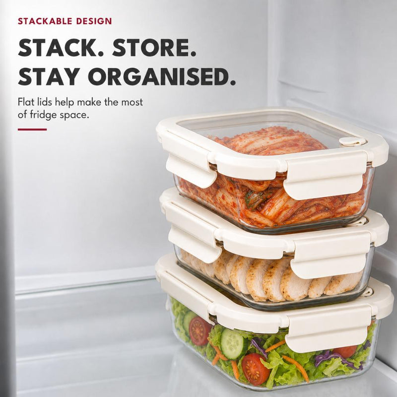Airtight High Borosilicate Glass Microwaveable Food Container & Lunch Box