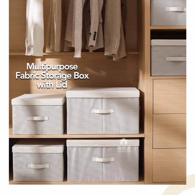 60L Large Capacity Foldable Fabric Storage Box with Lid