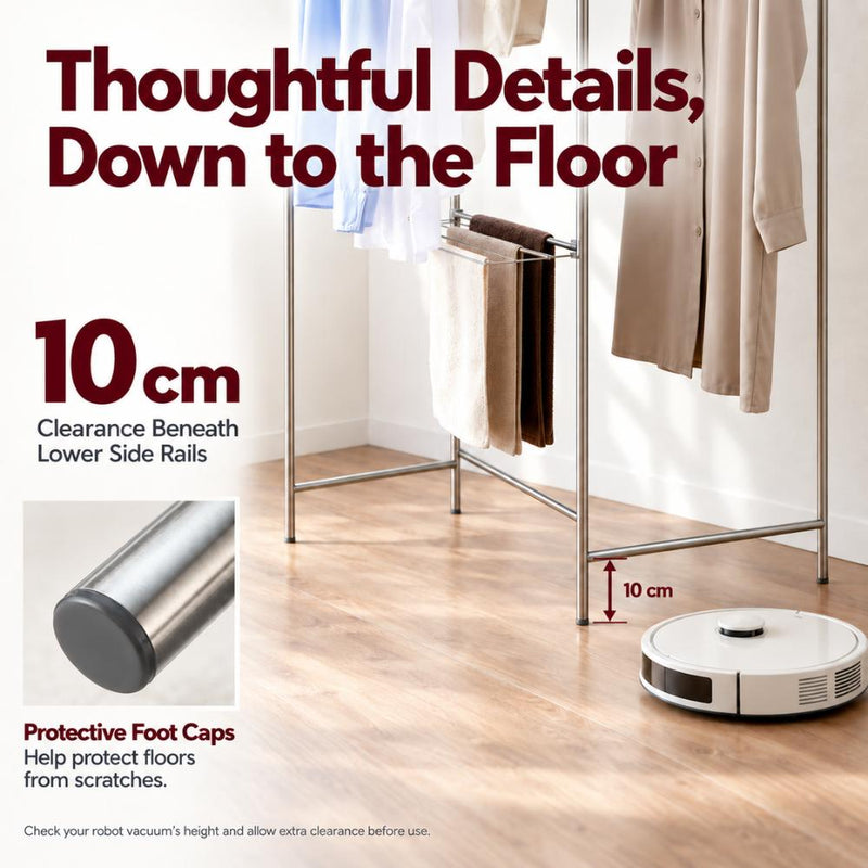 3-Fold Stainless Steel Floor Drying Rack | Foldable Indoor Clothes Drying Stand