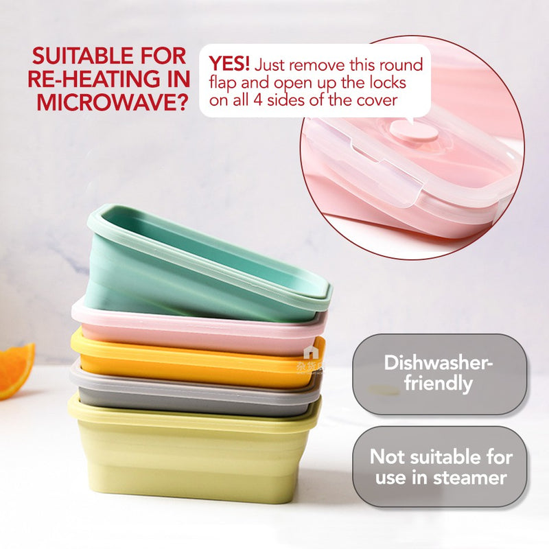 Collapsible Silicone Lunch Box in Assorted Sizes & Colours