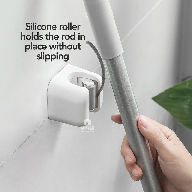 (Set of 3) Wall-Mounted Sleek Minimalist Mop Broom Holder