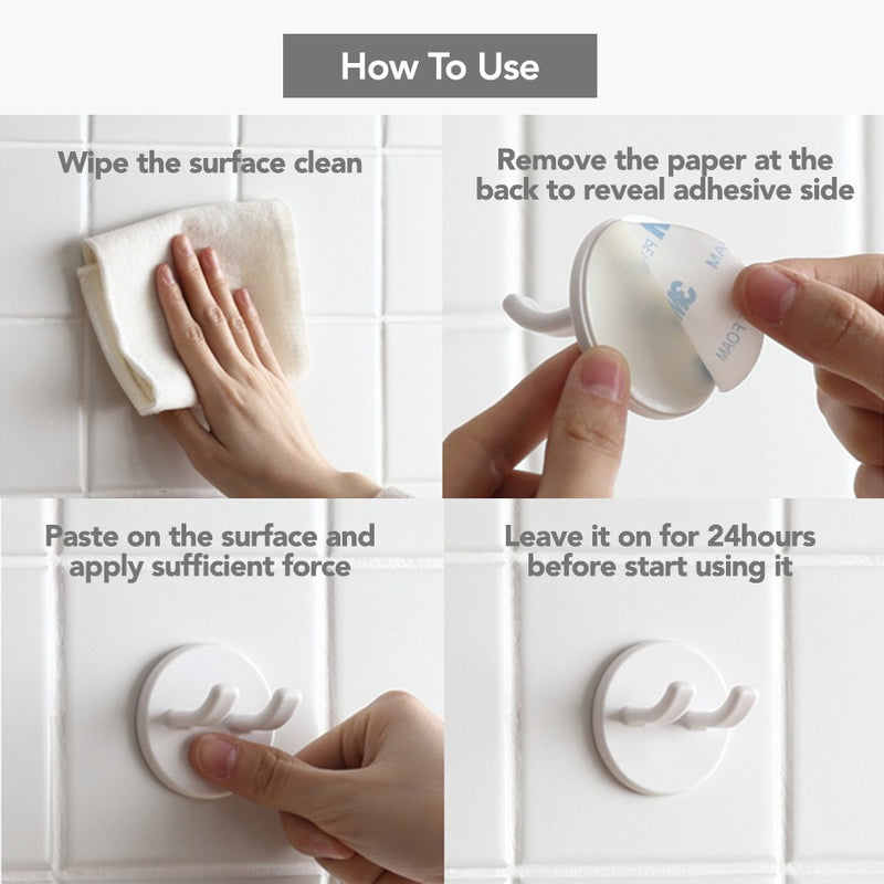 (Set of 2) Safety Power Plug Holder/ Hook With Adhesive