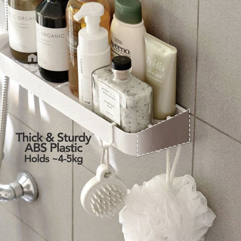 No-drill Bathroom Toiletries Rack with Hooks