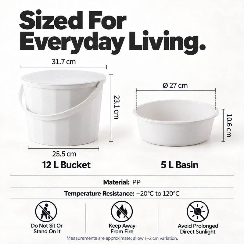 3-in-1 Bucket, Pail & Lid Set with Handle