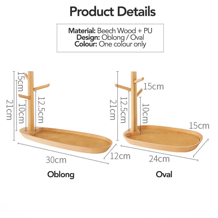 Japanese Minimalist Wooden Key Holder Stand & Tray