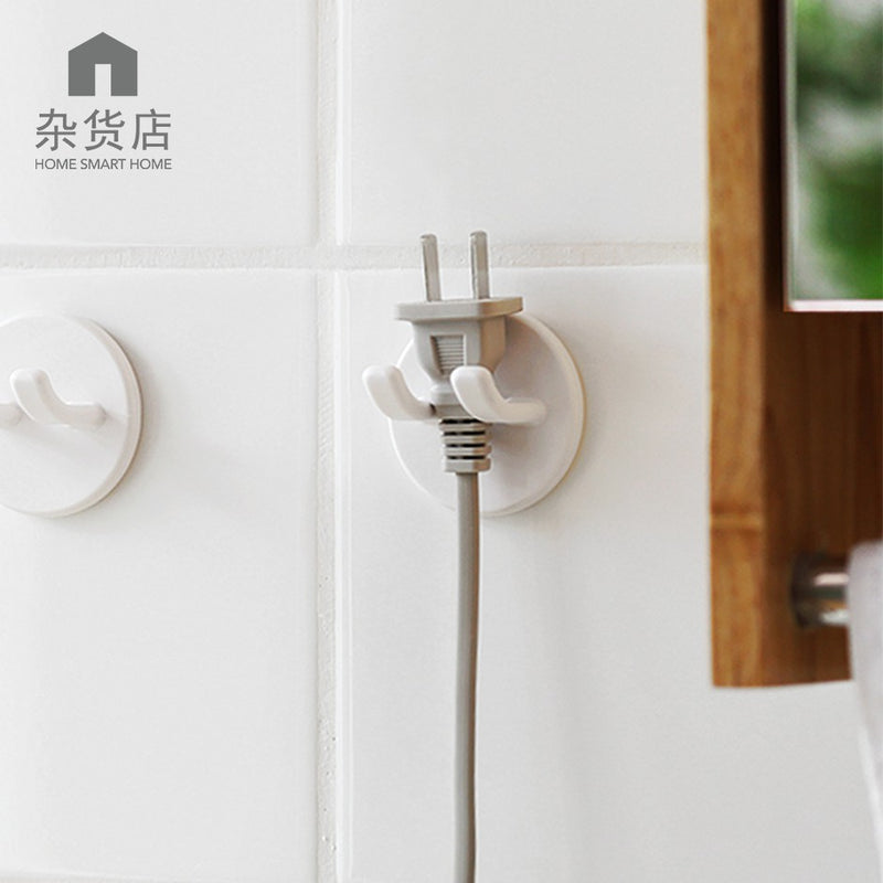 (Set of 2) Safety Power Plug Holder/ Hook With Adhesive