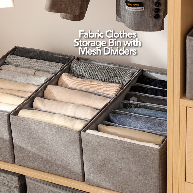 Fabric Clothes Storage Bin with Mesh Dividers