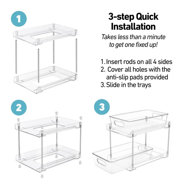 Dual-layer Tabletop Undersink Cabinet Slidable Organiser