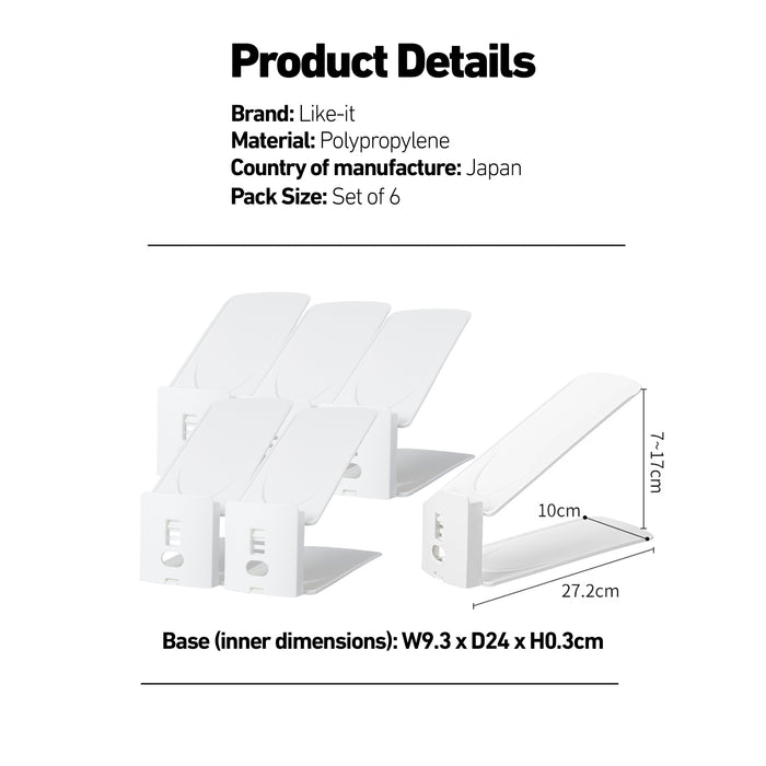 Like-it Japan Adjustable Shoe Space Saver (Set of 6)