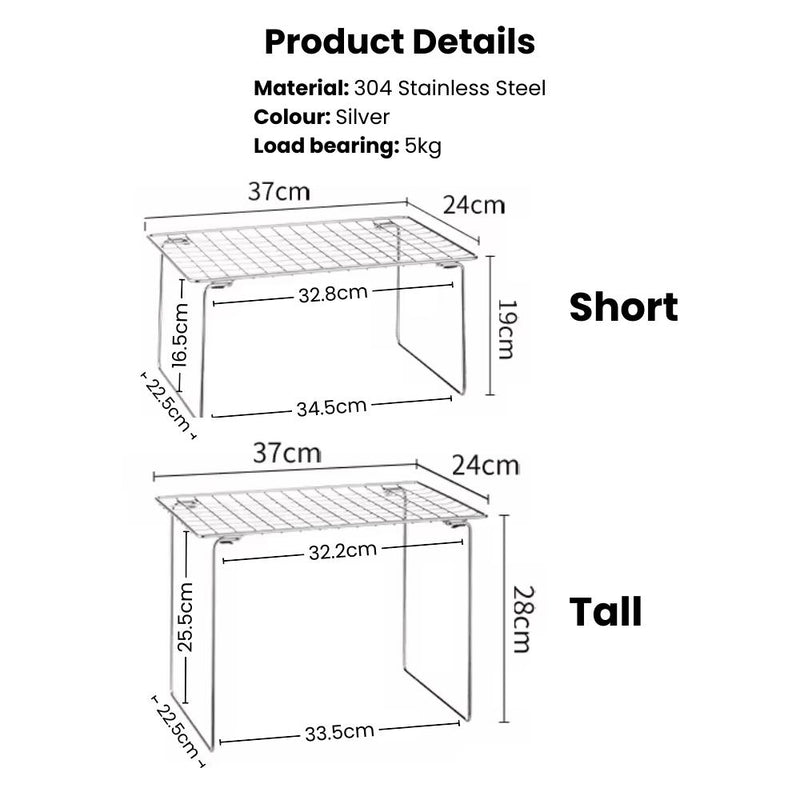 Foldable 304 Stainless Steel Under-Sink Storage Rack