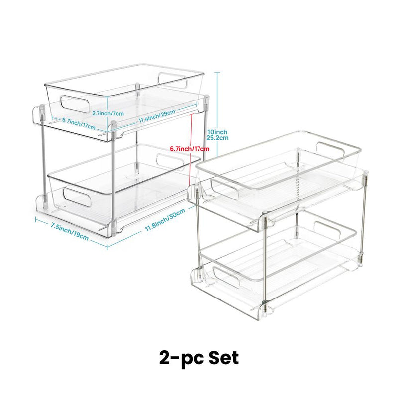 Dual-layer Tabletop Undersink Cabinet Slidable Organiser