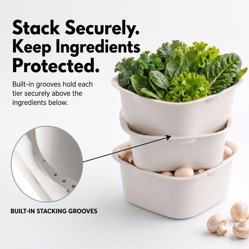 3-tier Stackable Colander Draining Basket