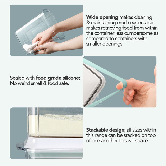 One-Push Airtight Storage Container for Milk Powder with Scoop & Scraper - BPA FREE