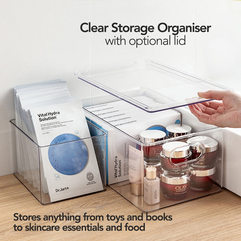 Clear Storage Organiser with Optional Lid