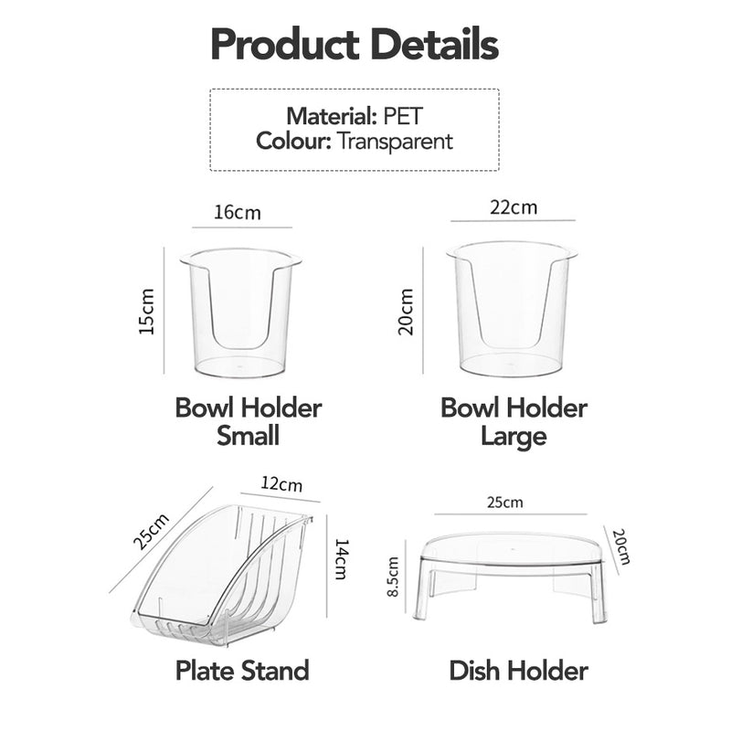 Clear Bowls & Plates Organiser Stand / Holder