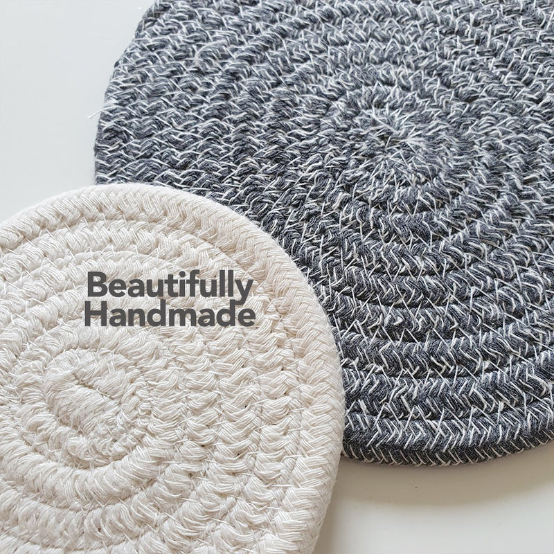 (Set of 2/3) Handmade Woven Round Coasters and Insulation Mat in Assorted Designs