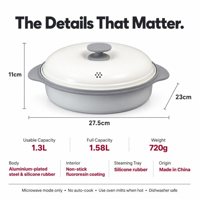 CB Japan Copan 6-in-1 Microwave Round Pan with Steaming Tray
