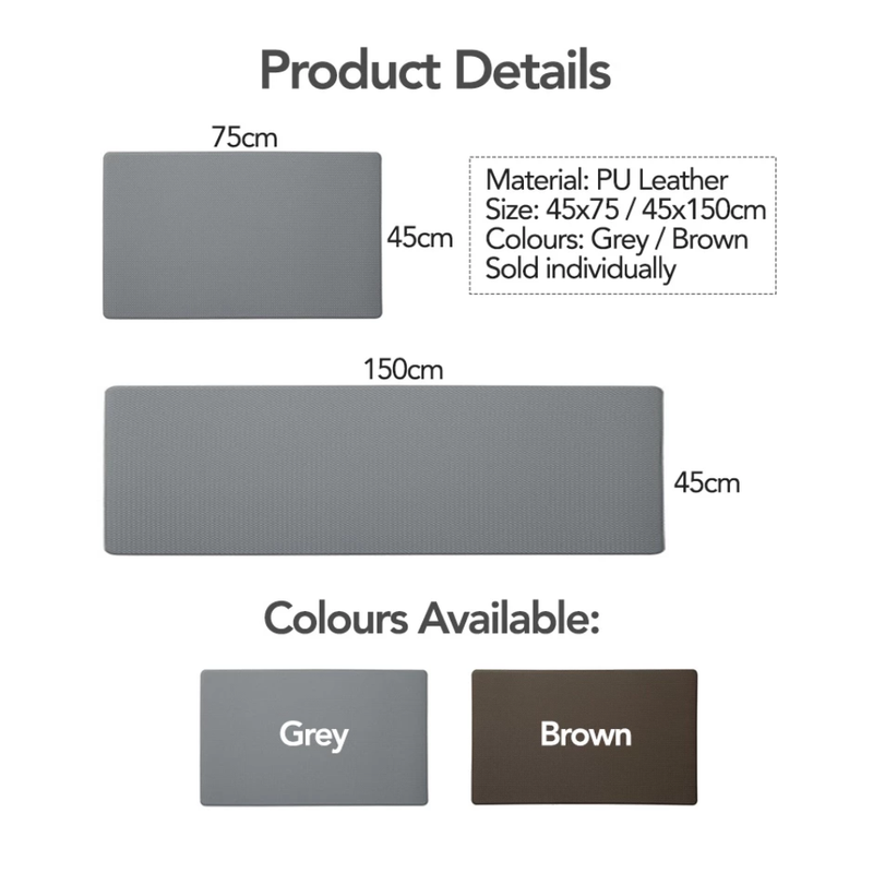 Anti-slip Kitchen Counter / Sink PU Leather Mat with Cushion Support