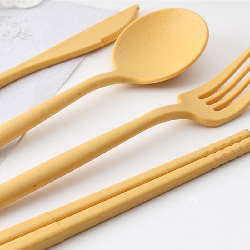 Portable Wheat Straw Cutlery 4pc Set BPA Free