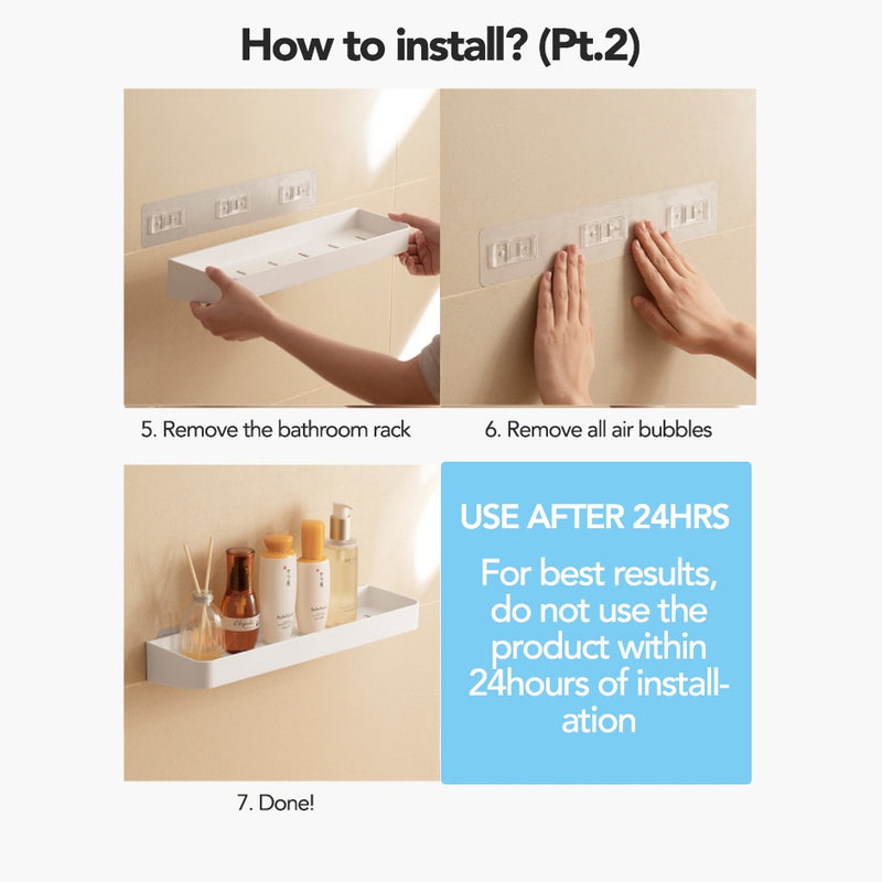 No-drill Bathroom Toiletries Rack with Hooks