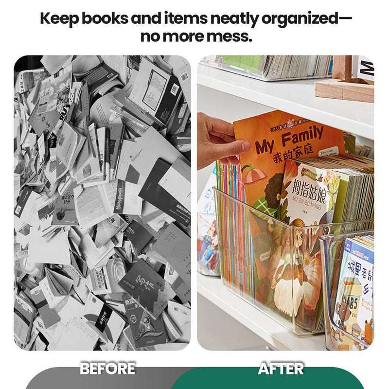 Clear Storage Organising Bin for Books & Miscellaneous Items 28.5cm depth