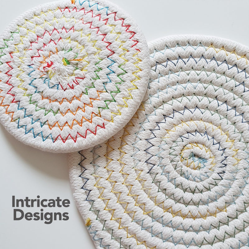 (Set of 2/3) Handmade Woven Round Coasters and Insulation Mat in Assorted Designs