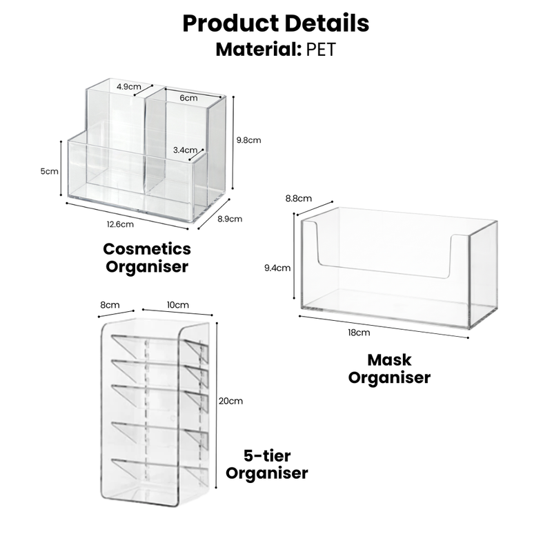 Cosmetics & Stationeries Tabletop & Mirror Cabinet Organiser
