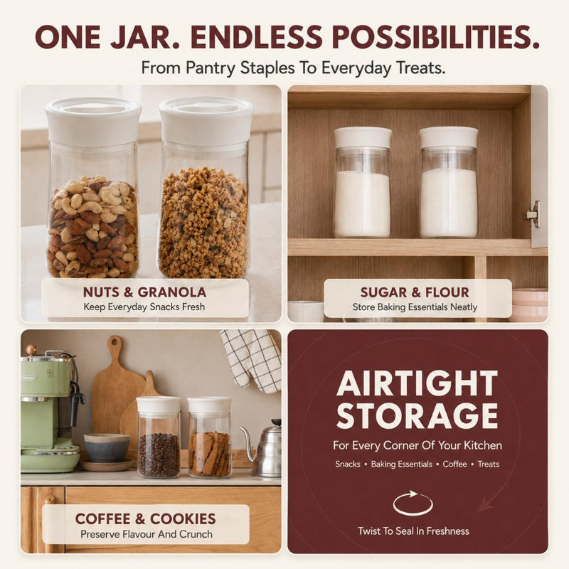 Turn-to-Seal Micro Vacuum Glass Storage Jars (800ml)