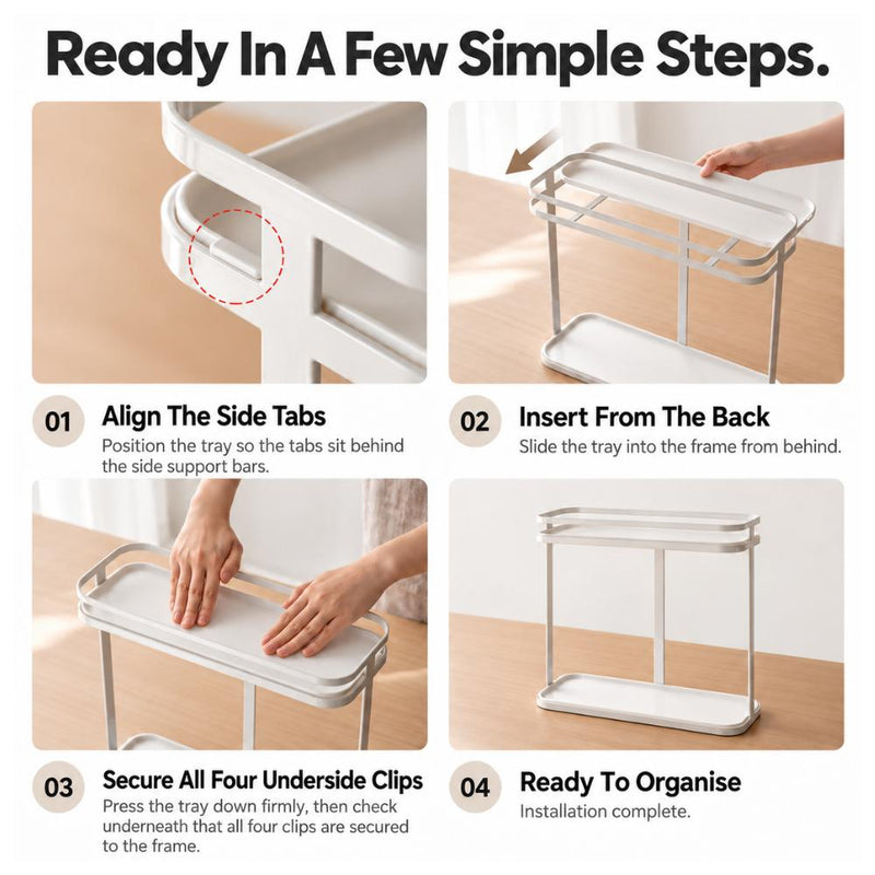 2-Tier Slim Countertop Condiment Rack with Tall-Bottle Storage