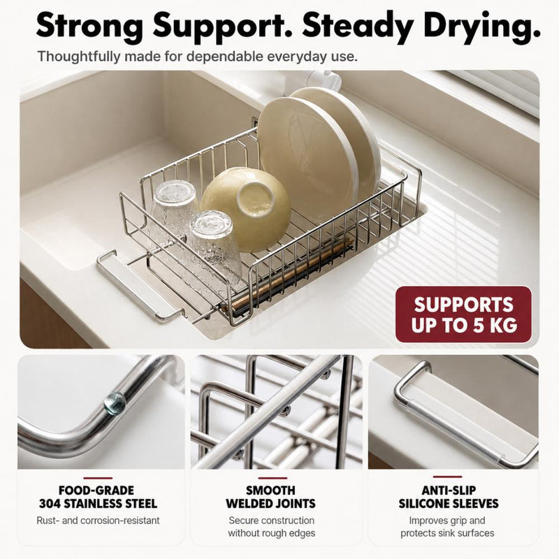 304 Stainless Steel Over-the-Sink Extendable Drying Rack
