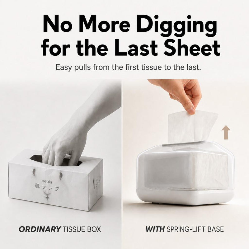 Minimalist Spring-Lift Tissue Box Holder