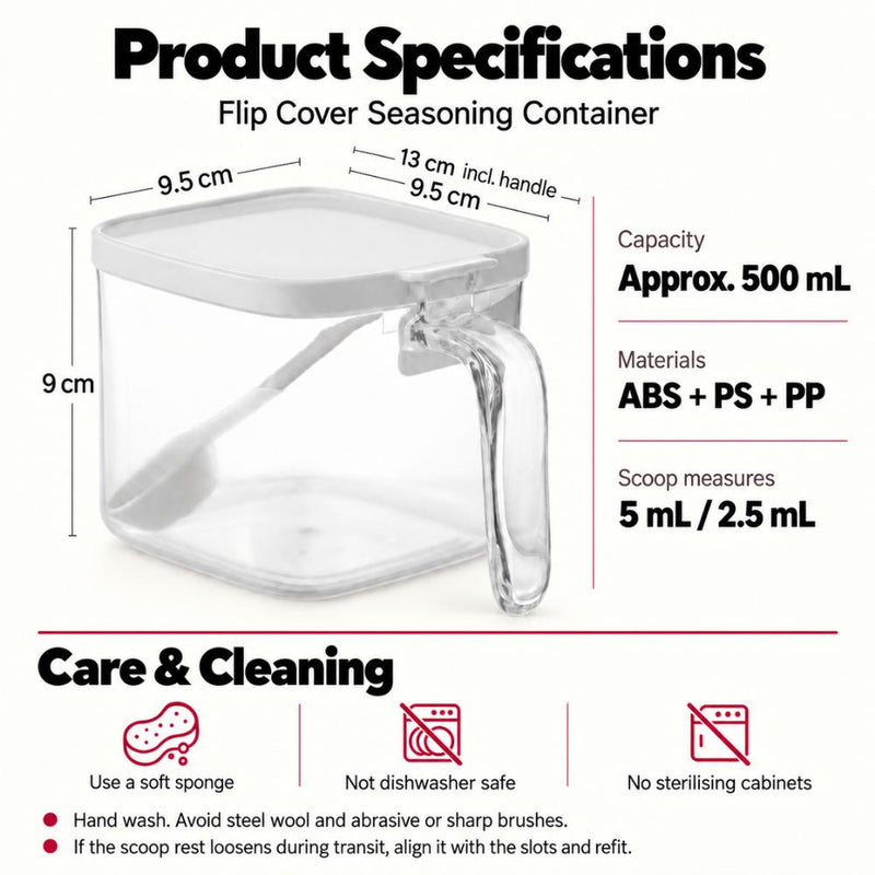 Flip Cover Seasoning Containers with Measuring Scoop