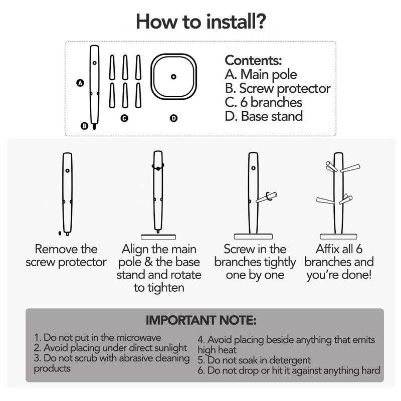 Japanese Style Minimalist Wooden Mug Stand / Cup Holder