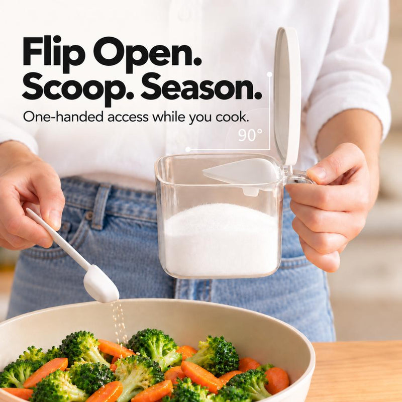 Flip Cover Seasoning Containers with Measuring Scoop