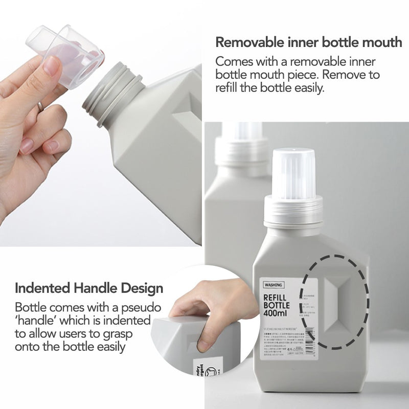 Monochrome Reusable Refill Bottles for Laundry Detergent / Fabric Conditioner