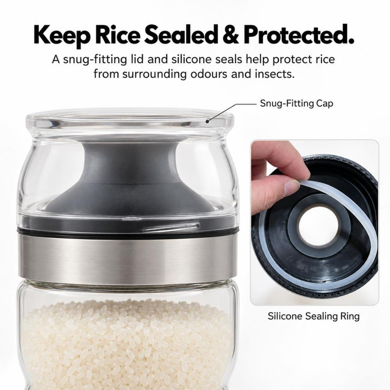CB Japan Slim Airtight Rice Bottle with Measuring Cup/Lid 1kg