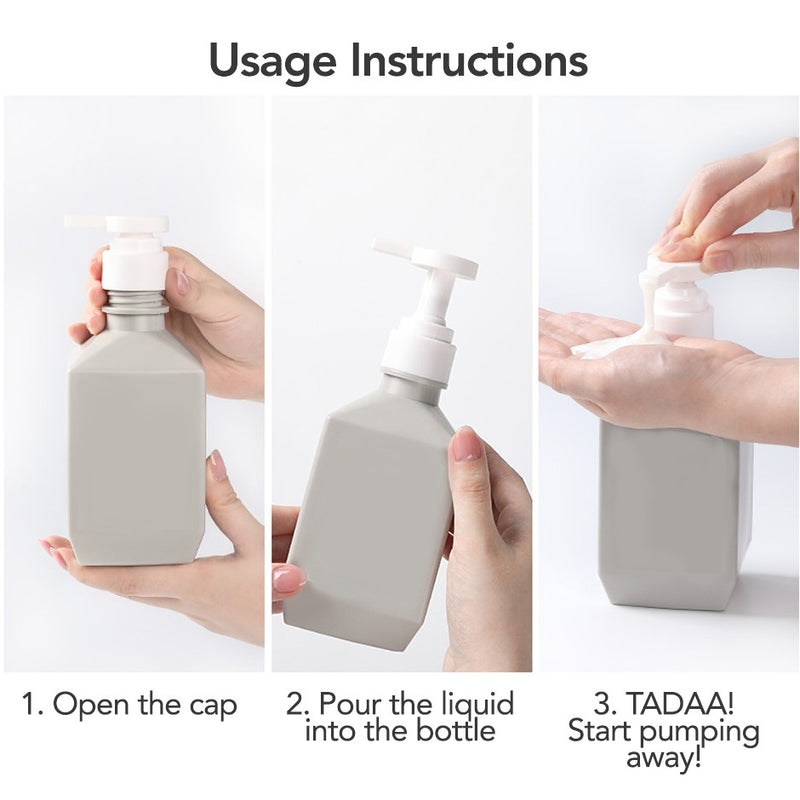 Monochrome Reusable Refill Bottles for Shampoo / Conditioner / Body Wash / Handwash