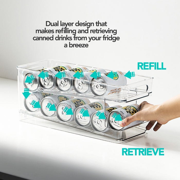 Dual Layer Canned Drinks Organiser for Fridge