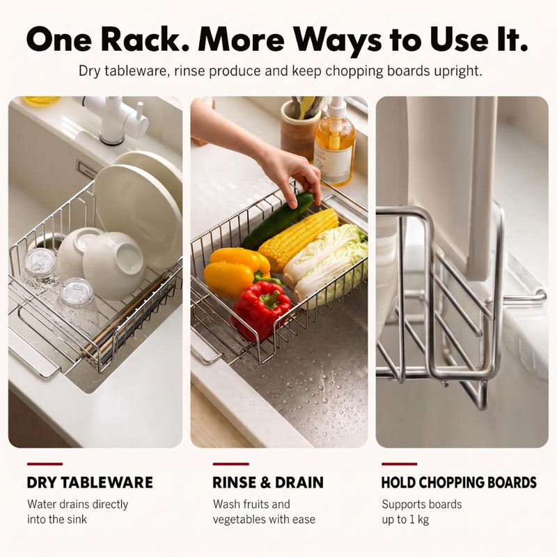 304 Stainless Steel Over-the-Sink Extendable Drying Rack
