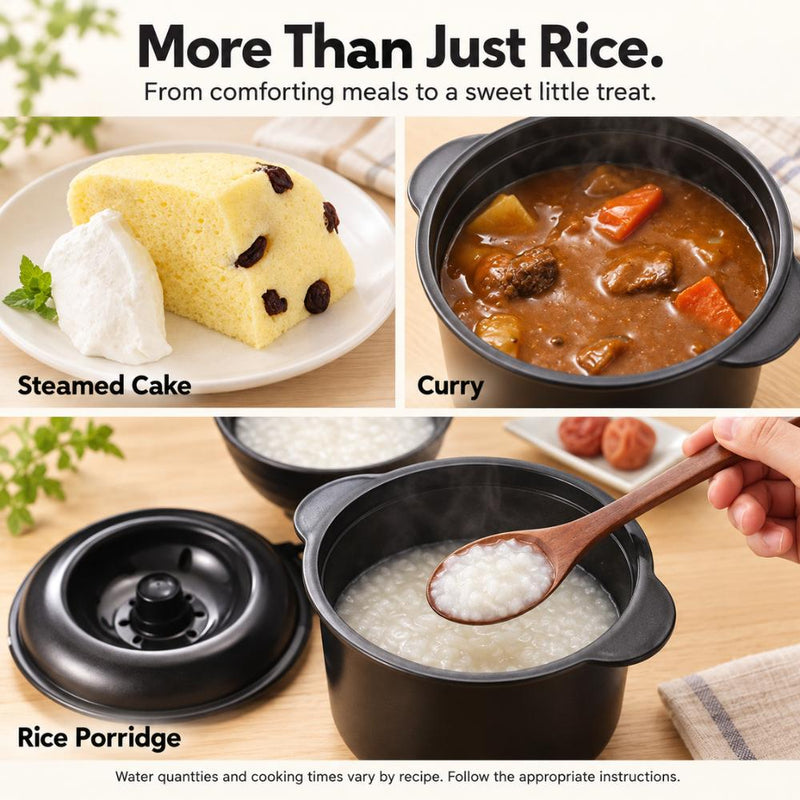 Chibikuro-chan 2-Cup Microwave Rice Cooker with Kishu Binchotan | Made in Japan