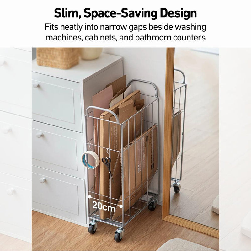 Compact & Slim Foldable Basket with Wheels and Removable Fabric Cover