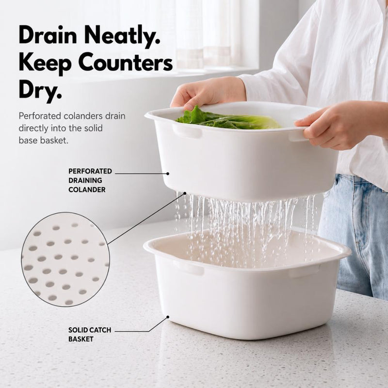 3-tier Stackable Colander Draining Basket