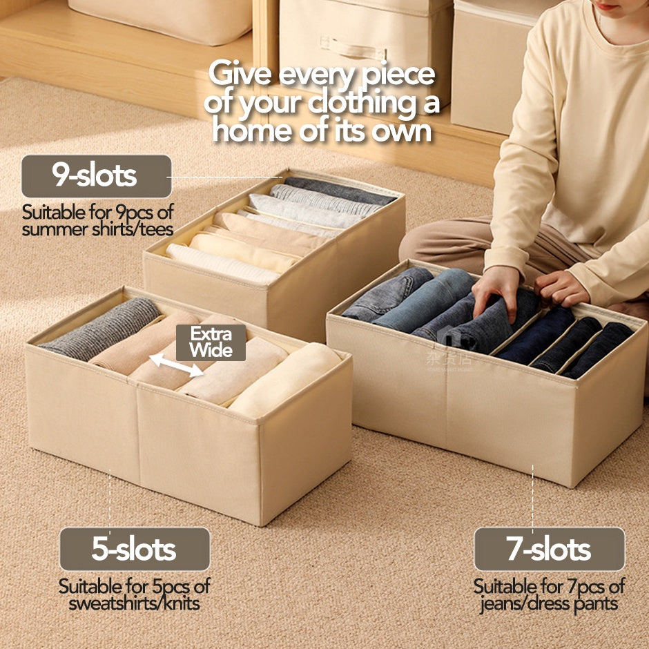 Fabric Clothes Storage Bin with Mesh Dividers