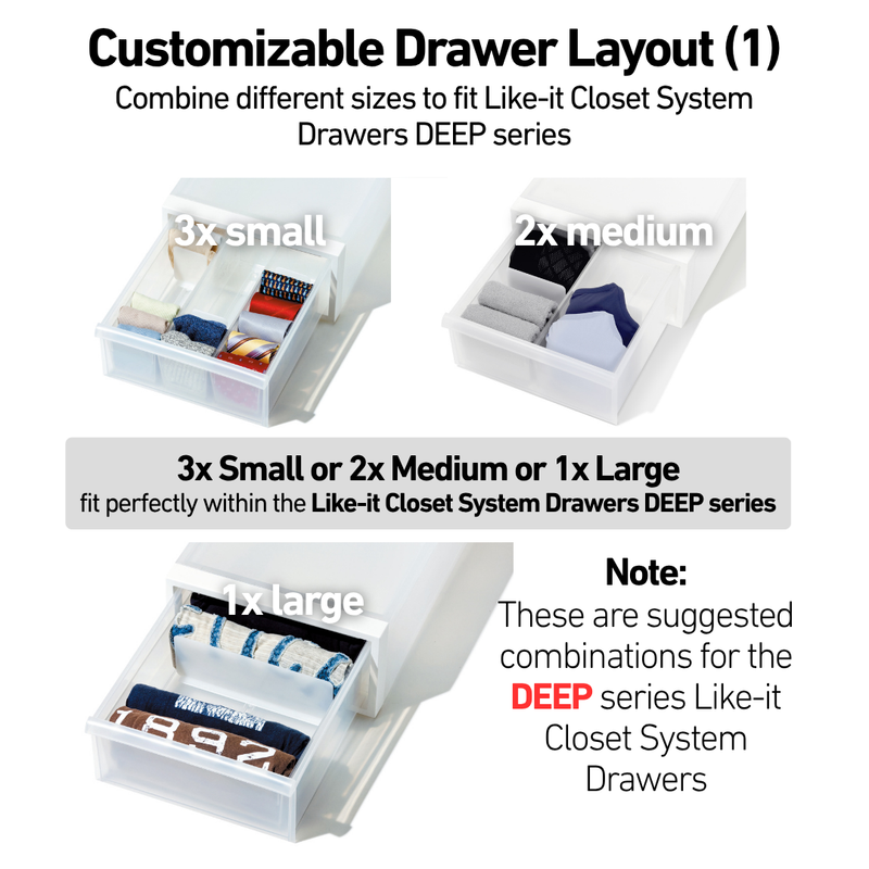 Like-it Japan Closet System Organiser for T-Shirts, Lingerie, & Socks